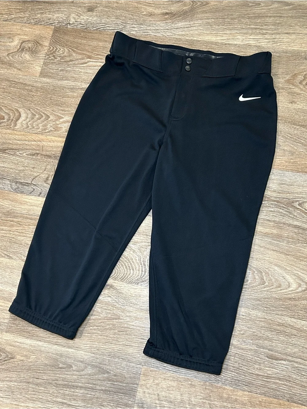 Nike Womens Black Softball Pants with White Swoosh - Size Large